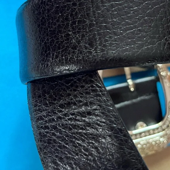Stefania Morri Black Leather Rhinestone Buckle Belt - Italy display picture 1